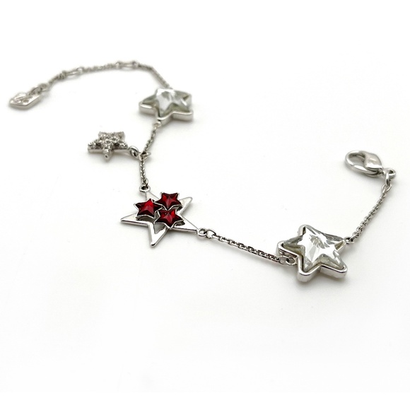 Swarovski Star Charm Bracelet with Red and White Crystals - Picture 2 of 3